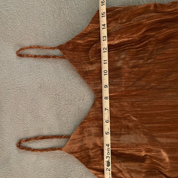 Cafe color velvet mini dress - Picture 2 of 5